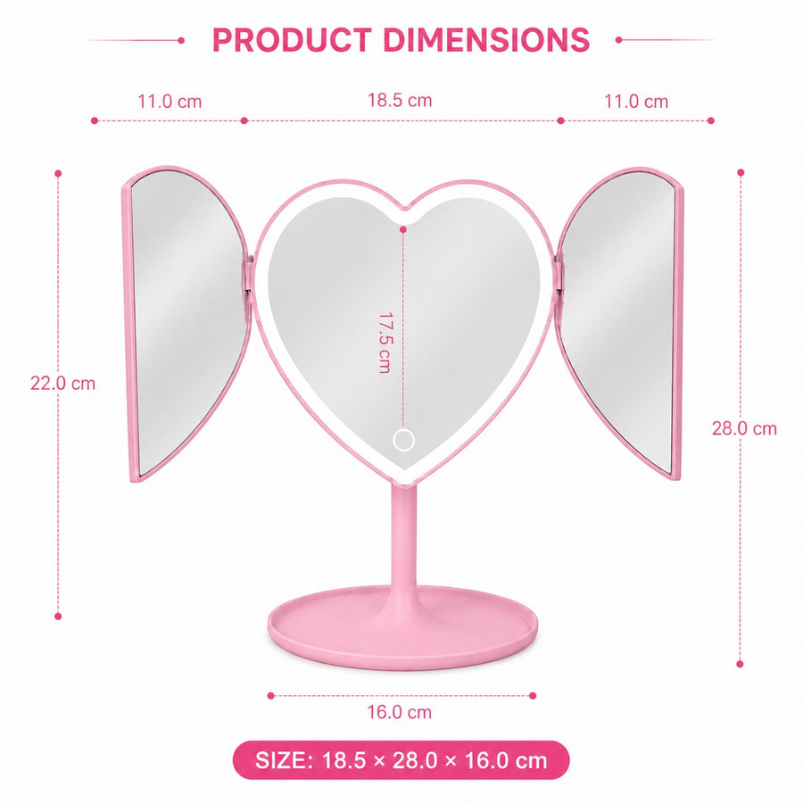 Magic Glow Double Heart Mirror Light