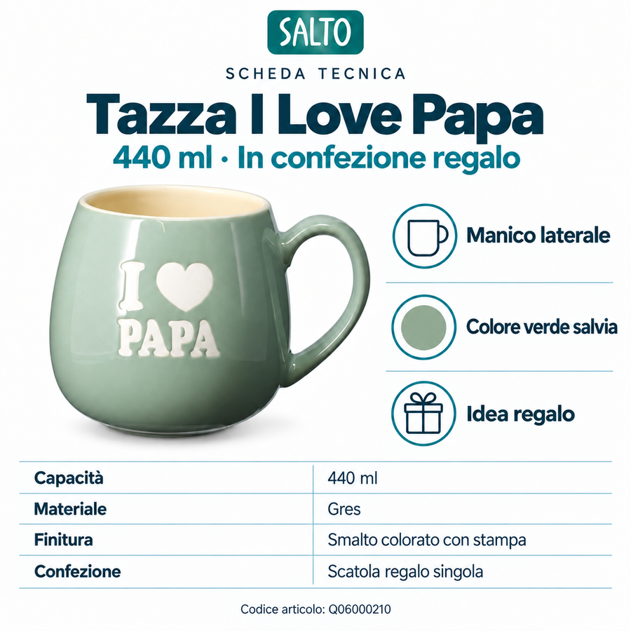 Tazza I Love Papa verde salvia - 440 ml