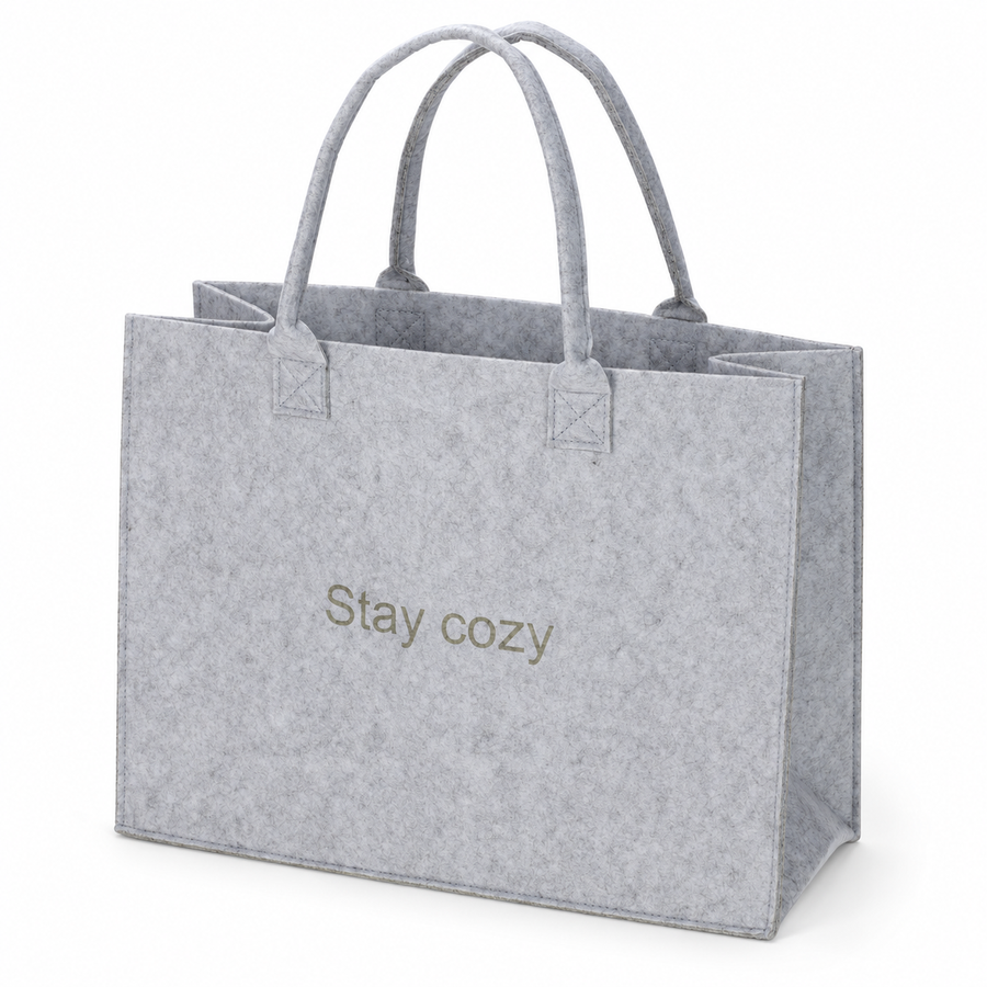 Stay cozy mélange grey felt bag, 44 × 34 × 18 cm