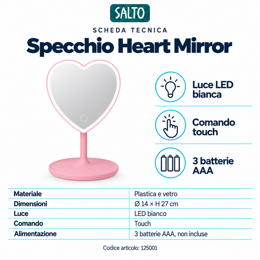 Magic Glow Heart Mirror - Specchio Led