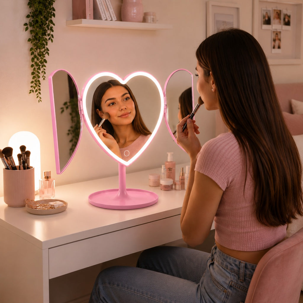 Magic Glow Double Heart Mirror Light