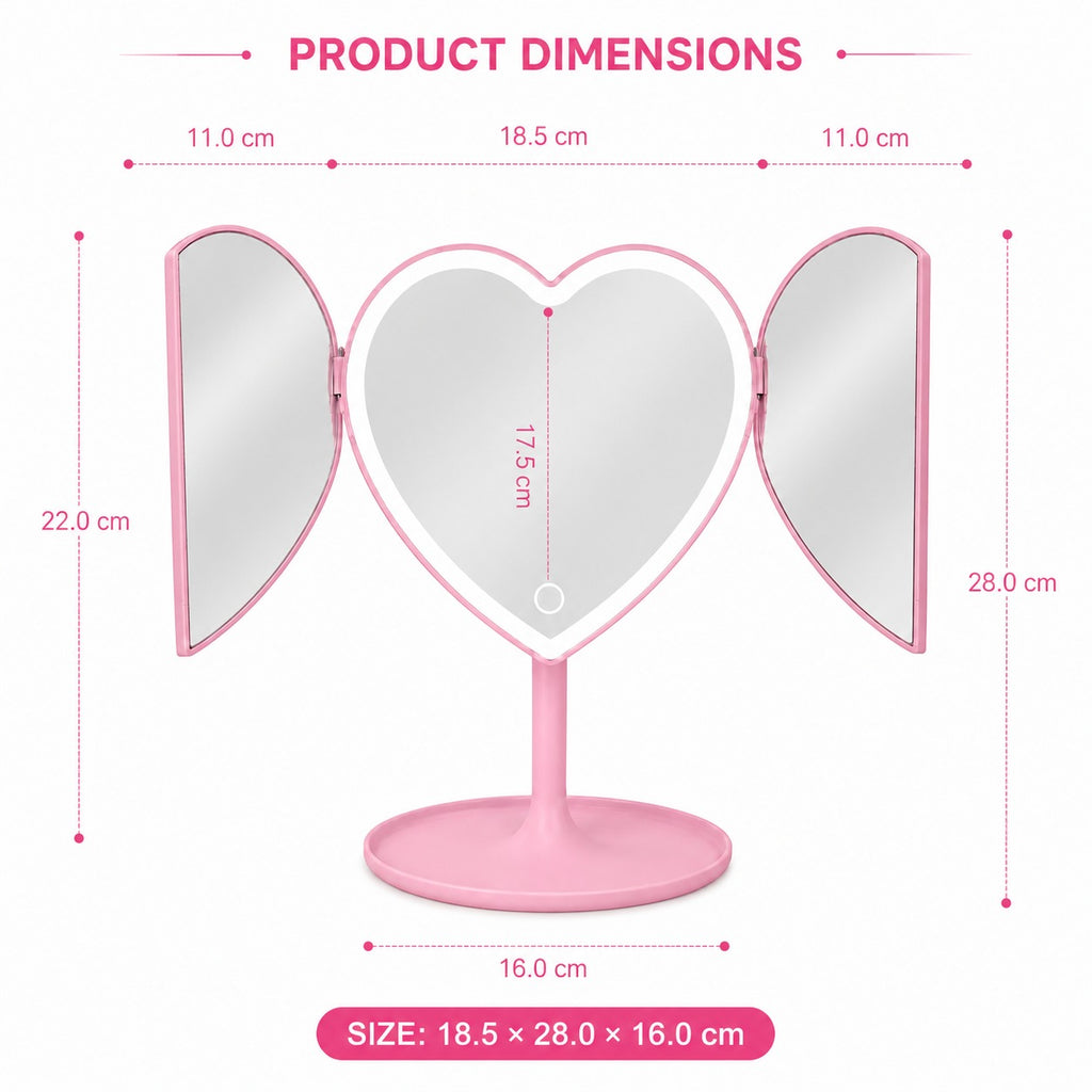 Magic Glow Double Heart Mirror Light