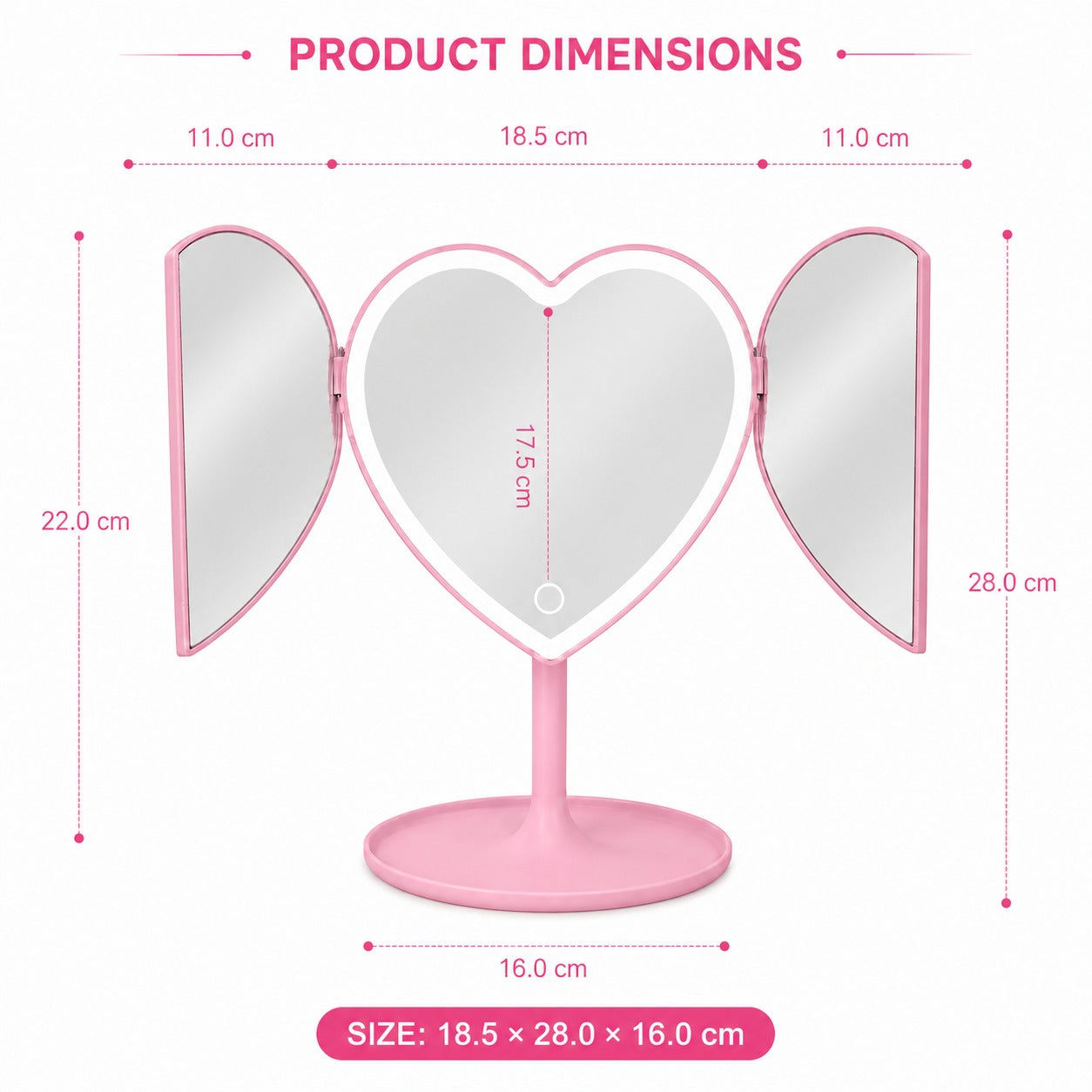 Magic Glow Double Heart Mirror Light