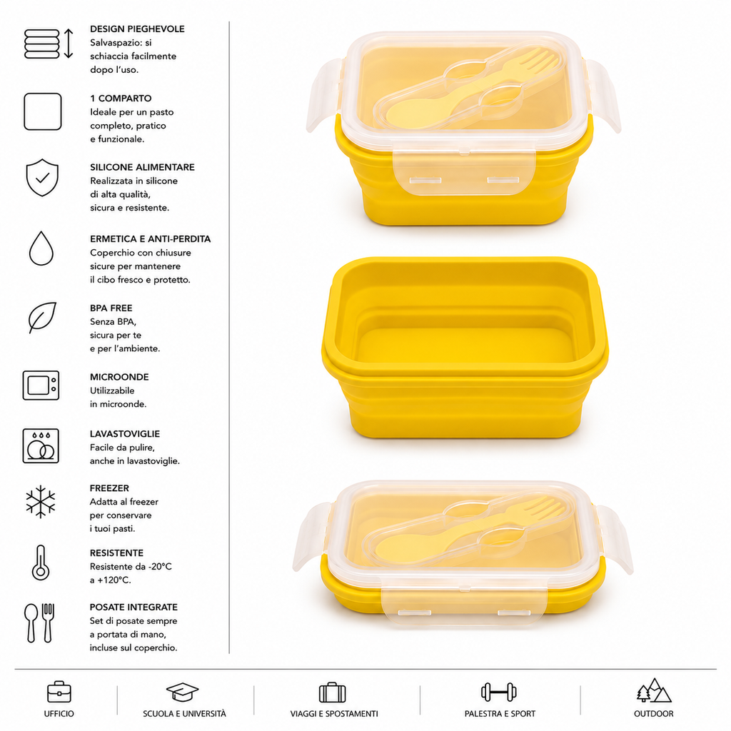 SALTO Magic Lunch Box 1 Comparto - Silicone Lunch Box