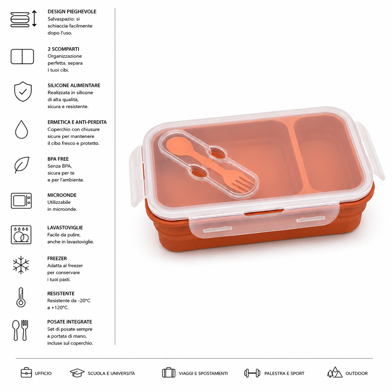 SALTO Magic Lunch Box 2 Comparti - Silicone Lunch Box