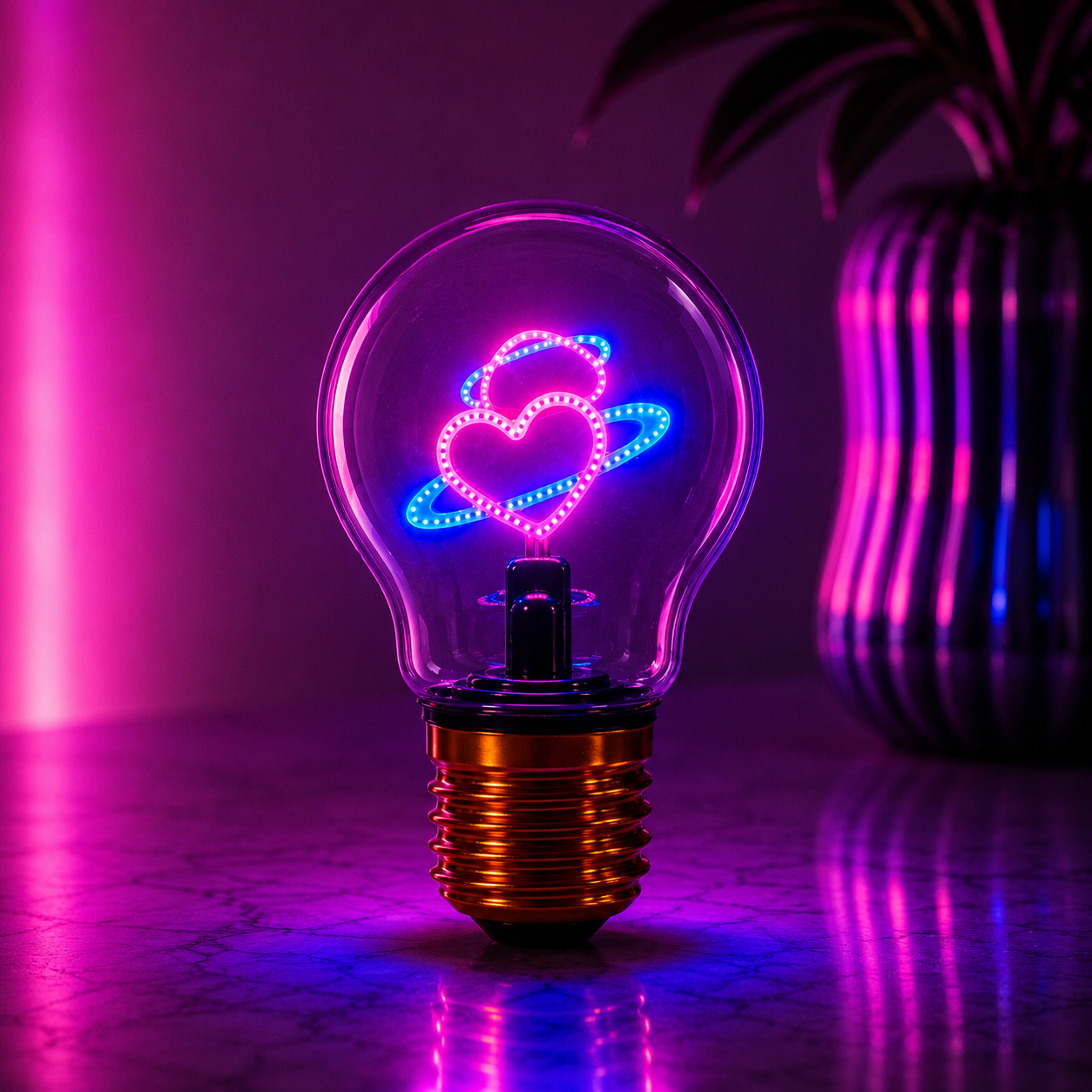Magic Glow Cosmic Heart Bulb LED Lamp