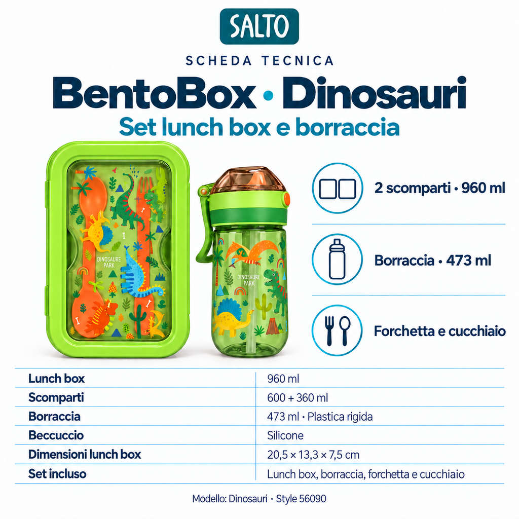 BentoBox Dinosauri – Set lunch box e borraccia