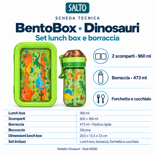 BentoBox Dinosauri – Set lunch box e borraccia