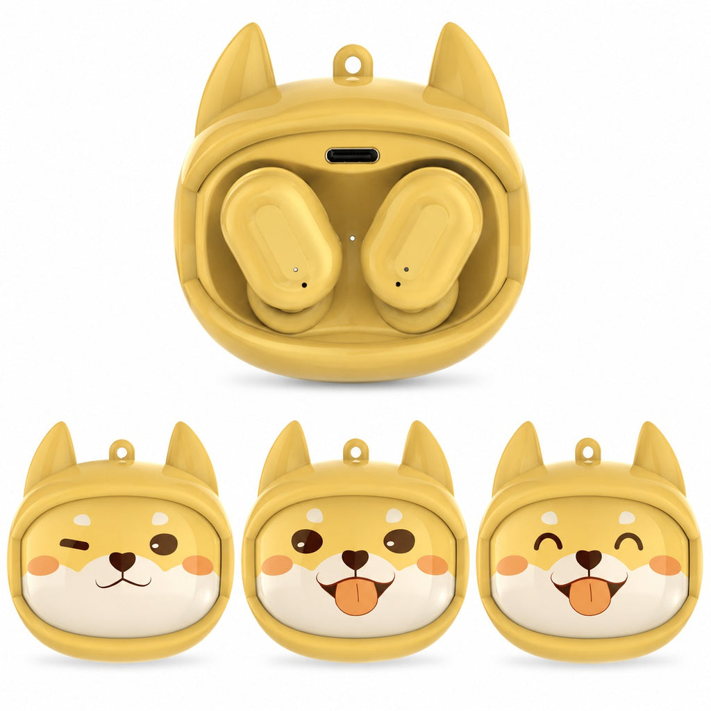 FLIPBUDS Shiba - Auricolari Wireless Shiba Inu con 3 Espressioni