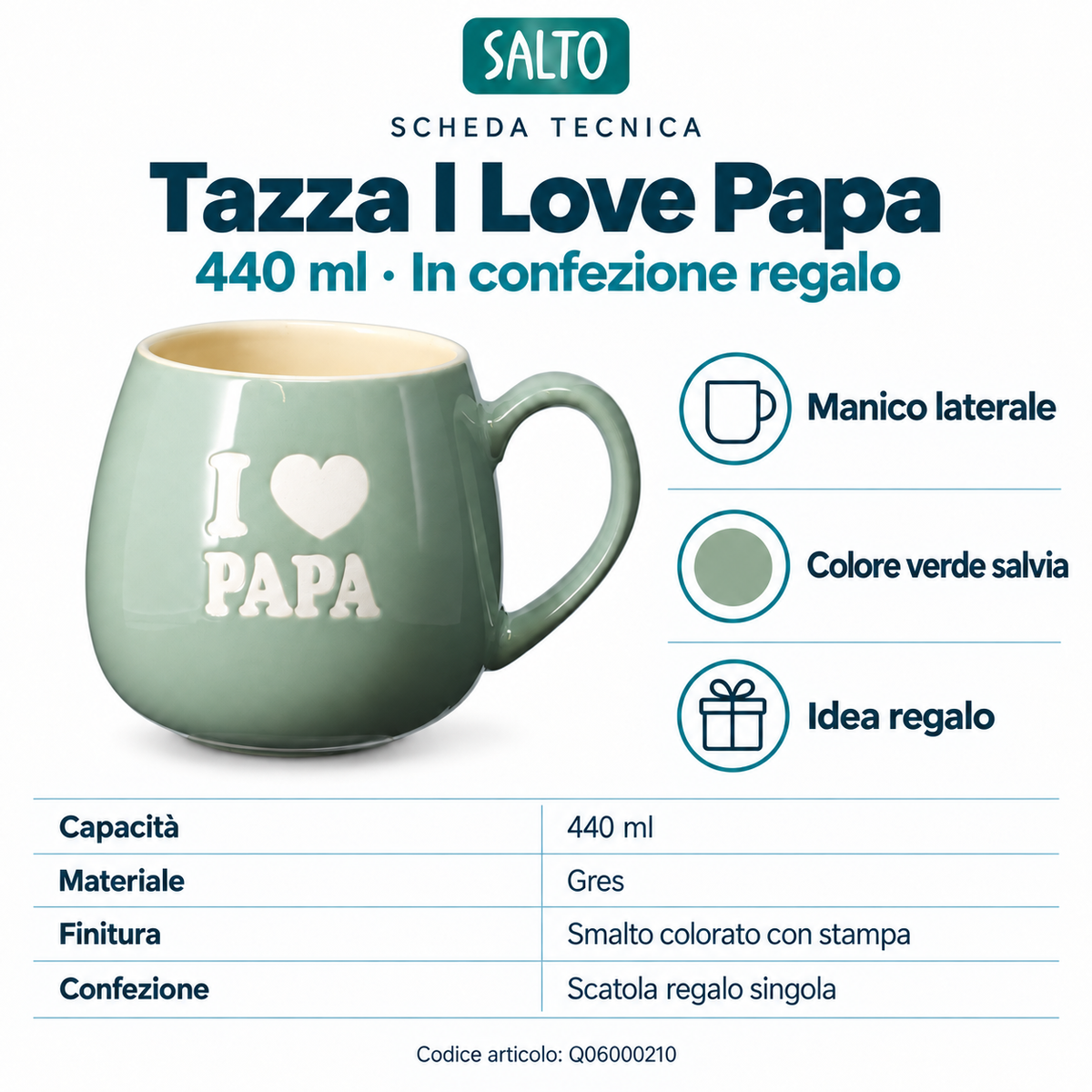 Tazza I Love Papa verde salvia - 440 ml
