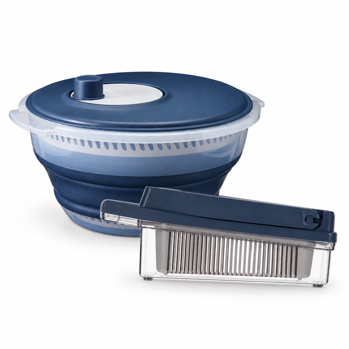 Kit Insalata pronta · Centrifuga pieghevole e mandolina con accessori