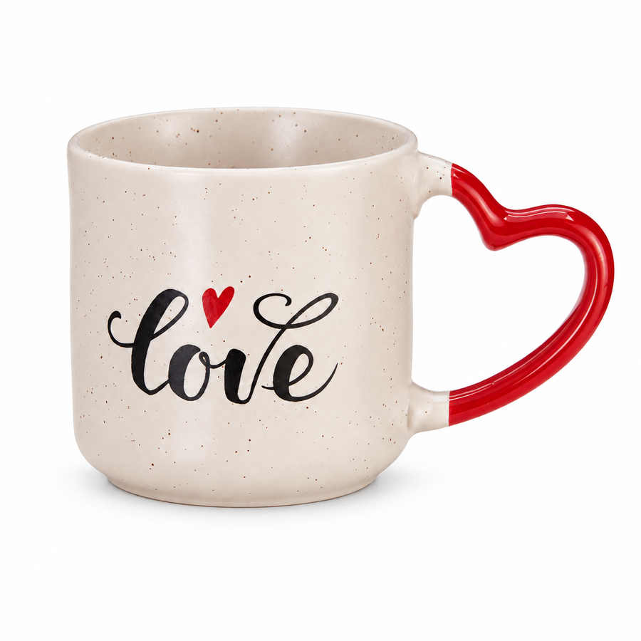 Tazza Love con manico a cuore, 350 ml