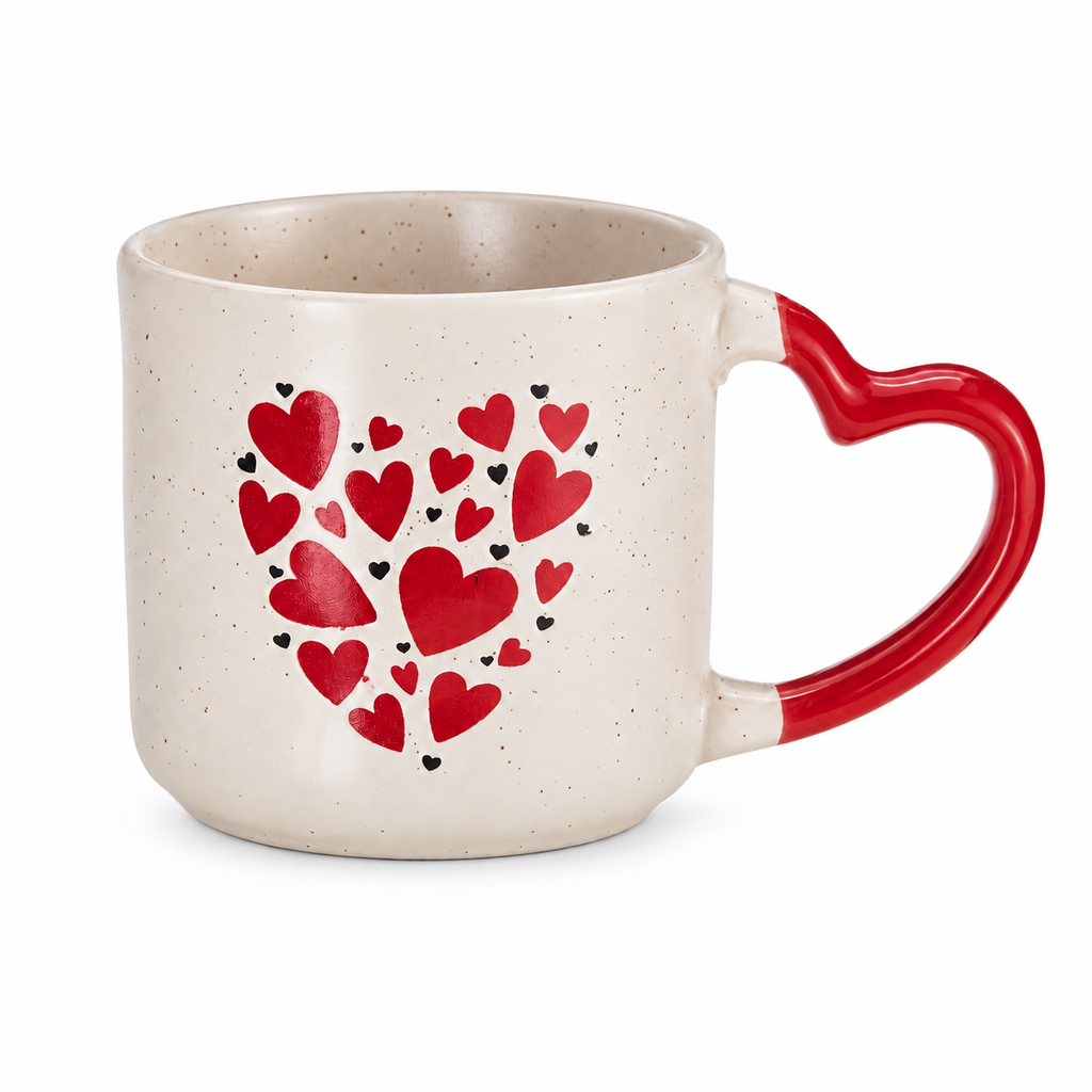 Tazza Cuori con manico a cuore, 350 ml