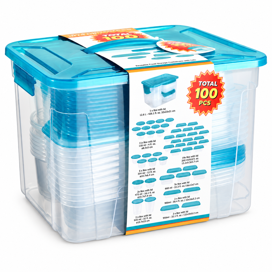 Set 50 contenitori alimentari con 50 coperchi