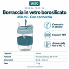 Borraccia in vetro blu, 350 ml