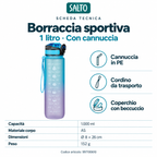 Borraccia sportiva azzurro e lilla con cannuccia, 1 litro