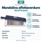 Mandolina affettaverdure con accessori, 15 pezzi