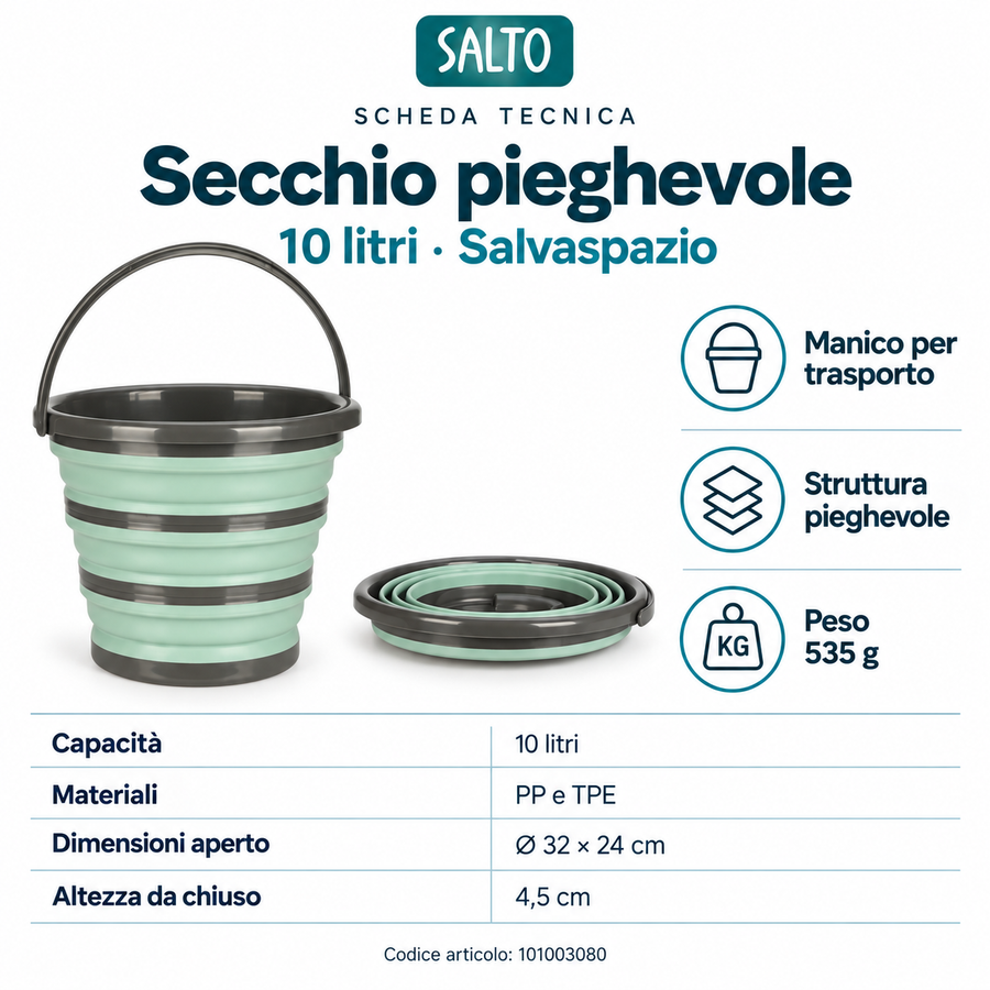 Secchio pieghevole, 10 litri