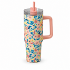 Borraccia termica floreale rosa con manico e cannuccia, 1200 ml