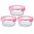 Set 3 contenitori in vetro rosa, 640 ml ciascuno