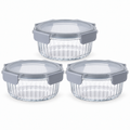 Set 3 contenitori in vetro grigio, 640 ml ciascuno