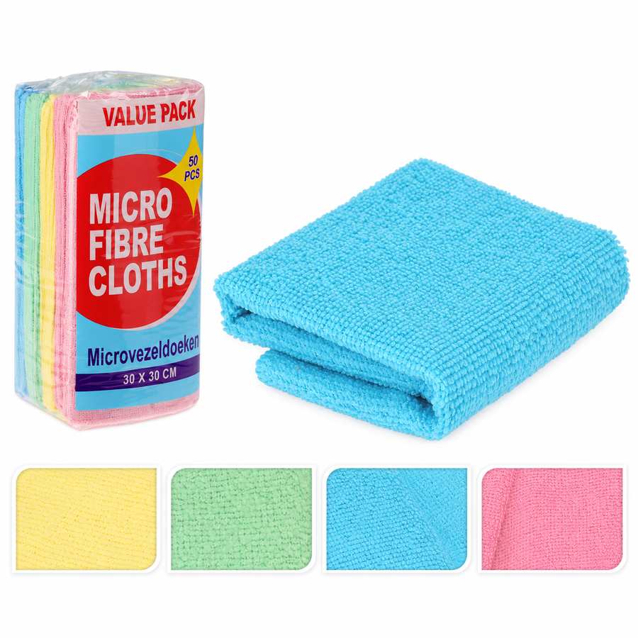 Set 50 panni in microfibra, 30 x 30 cm