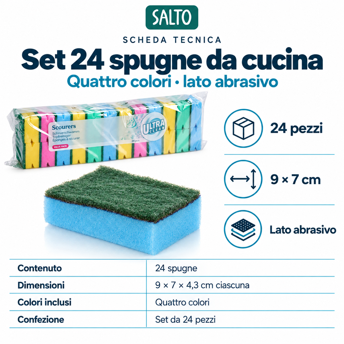 Set 24 spugne da cucina, 9 × 7 × 4,3 cm