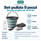 Set pulizia 5 pezzi con secchio pieghevole da 10 litri