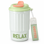 Borraccia termica Relax verde con cordino, 400 ml