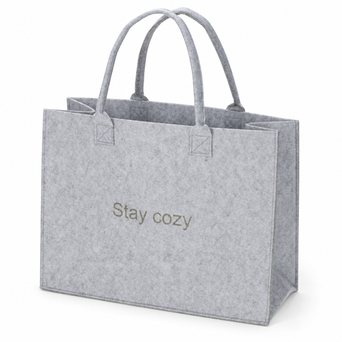 Stay cozy mélange grey felt bag, 44 × 34 × 18 cm
