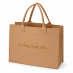 Camel felt bag Coffee, then life..., 44 × 34 × 18 cm