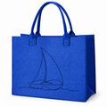 Borsa in feltro blu con barca, 44 × 34 × 18 cm