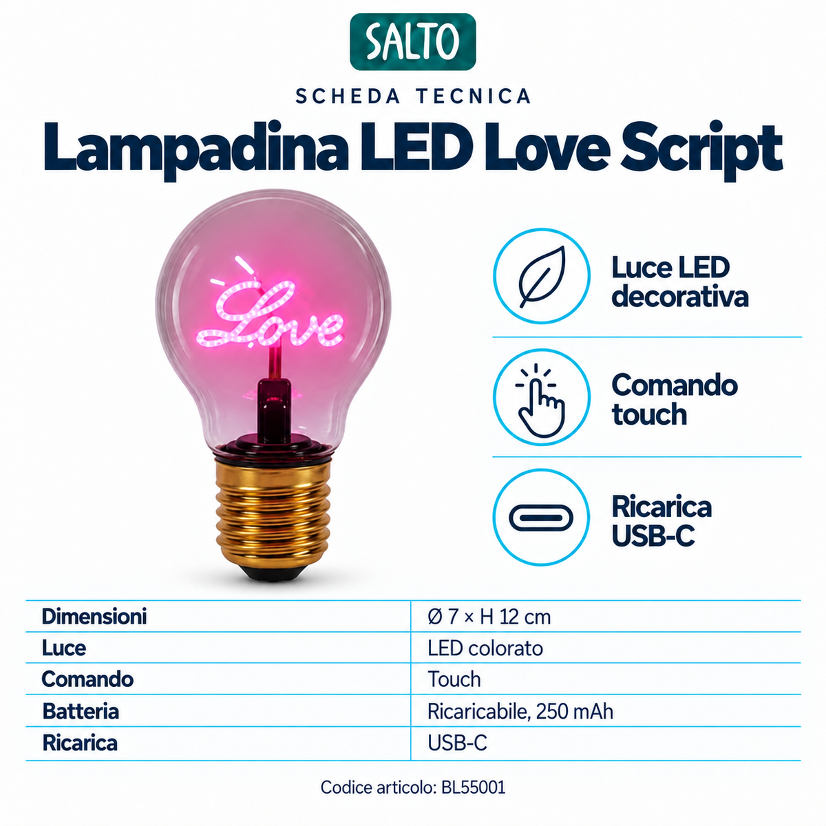 Magic Glow Love Script Bulb LED Lamp