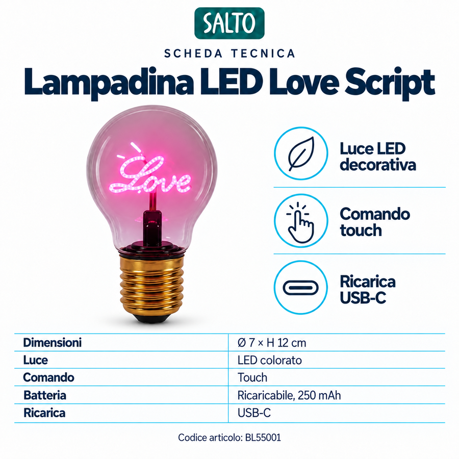 Magic Glow Love Script Bulb LED Lamp