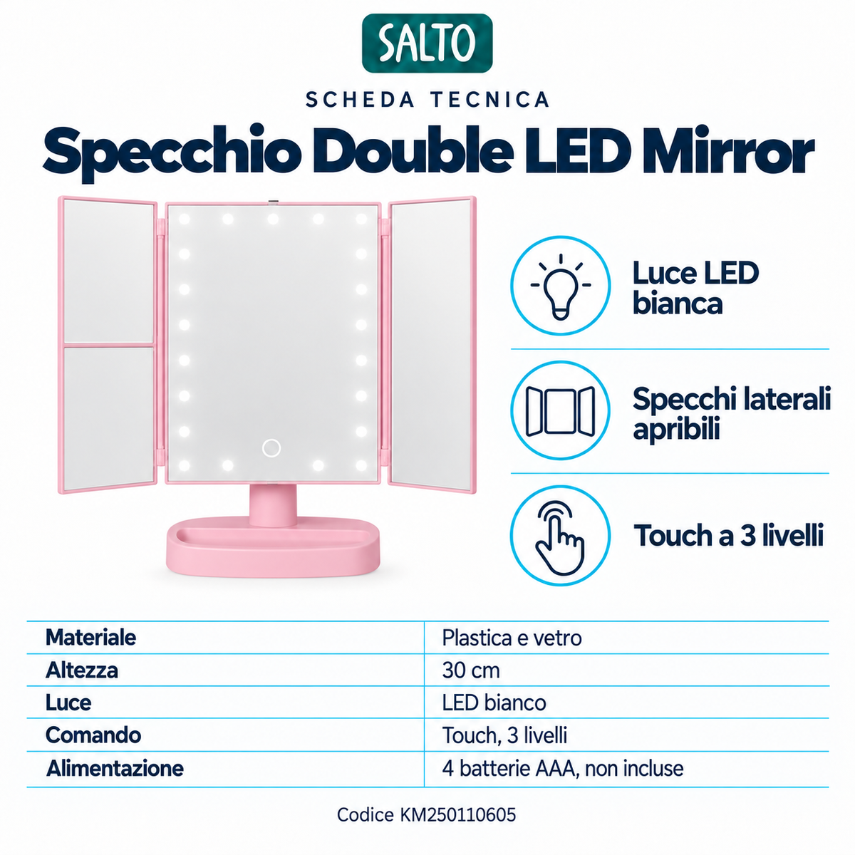 Double LED Cosmetic Mirror Light