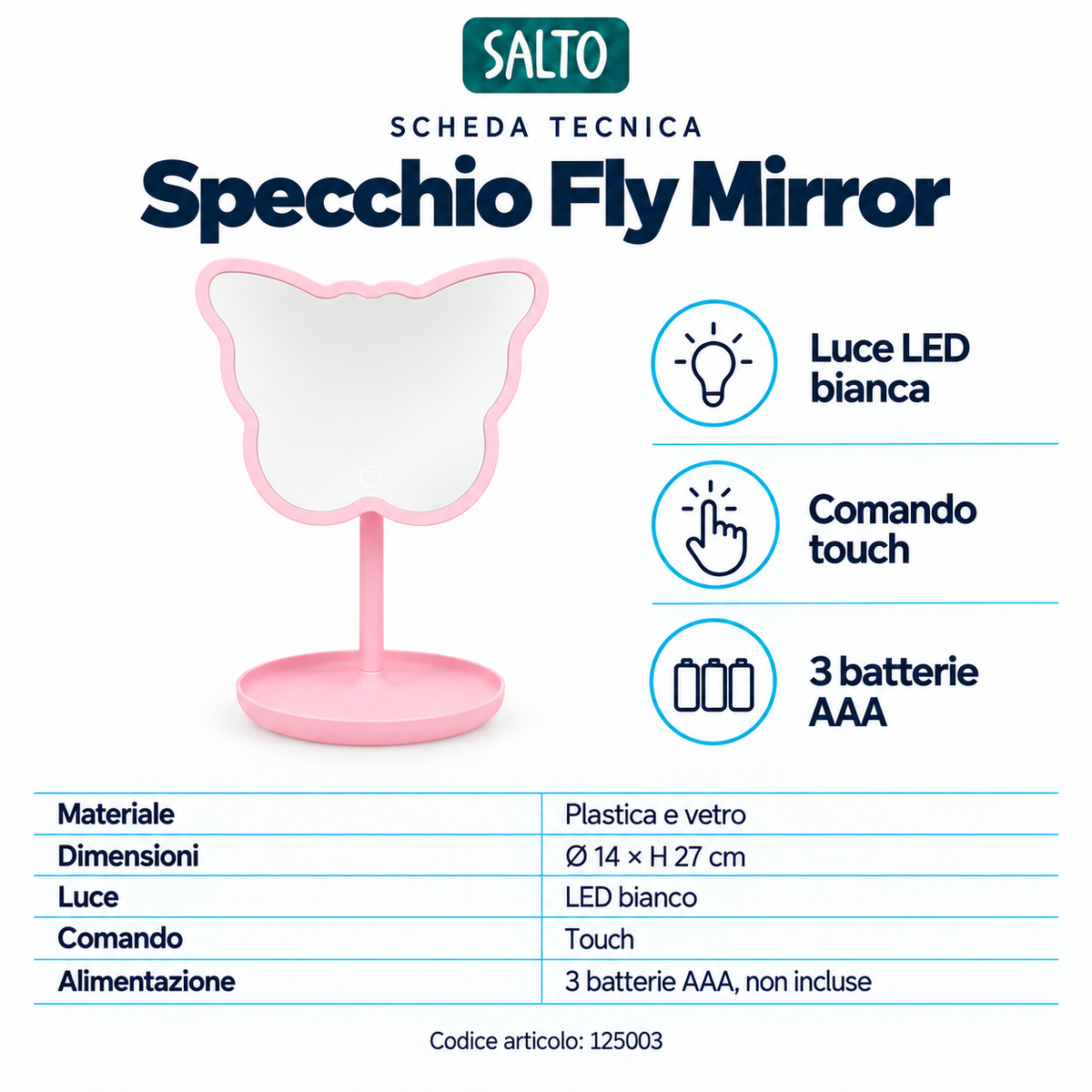 Magic Glow Fly Mirror - Specchio Led