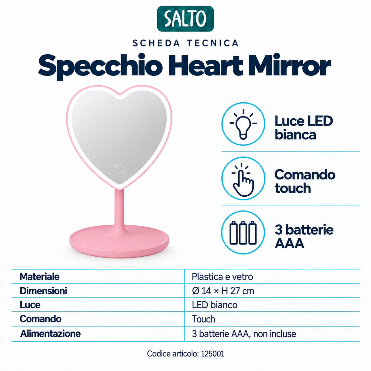 Magic Glow Heart Mirror - Specchio Led