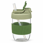 Green glass water bottle, 350 ml