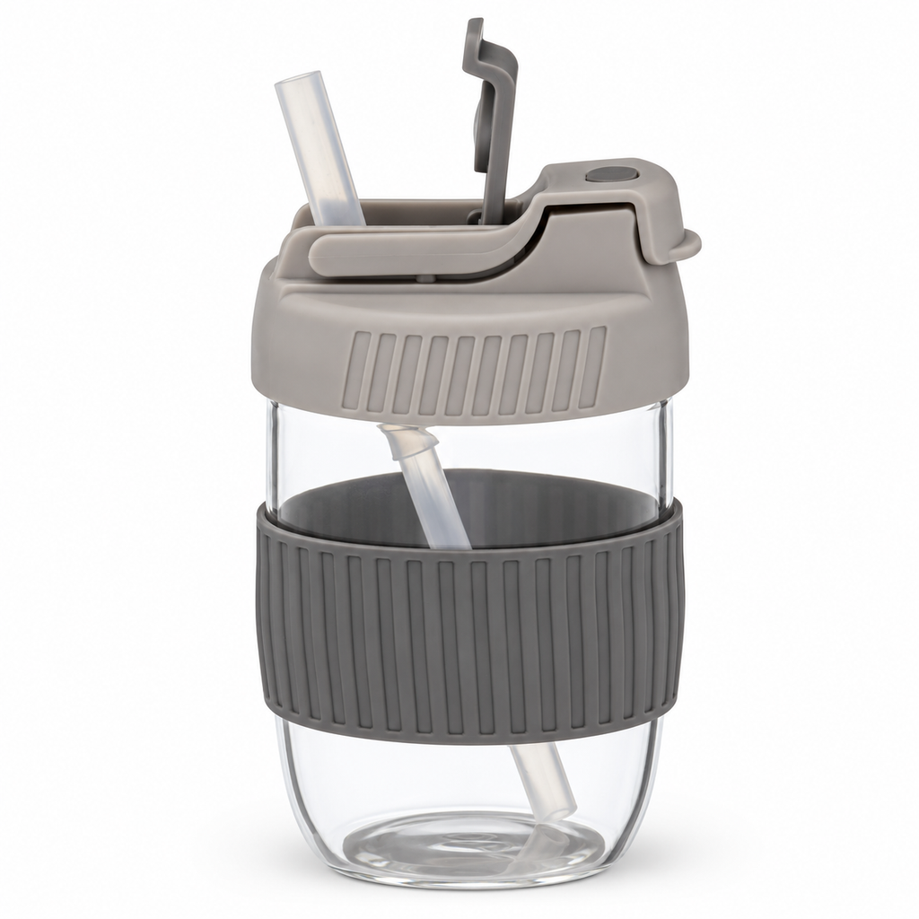 Borraccia in vetro grigio, 350 ml