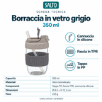 Borraccia in vetro grigio, 350 ml