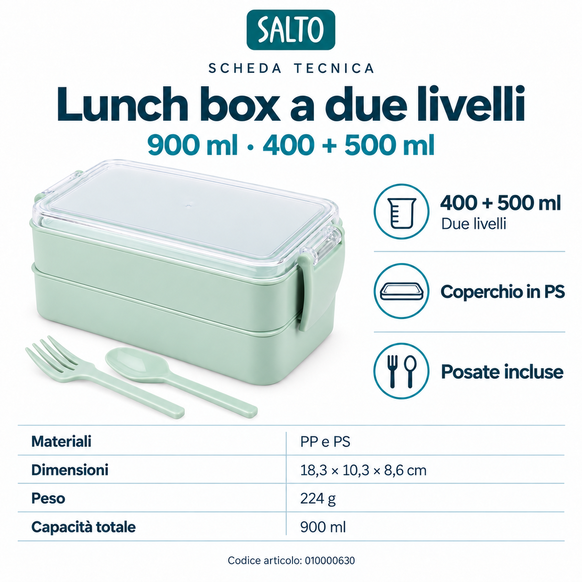 Kit pausa pranzo floreale · Borraccia 1.200 ml e lunch box a due livelli