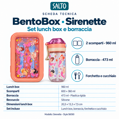 BentoBox Sirenette – Set lunch box e borraccia