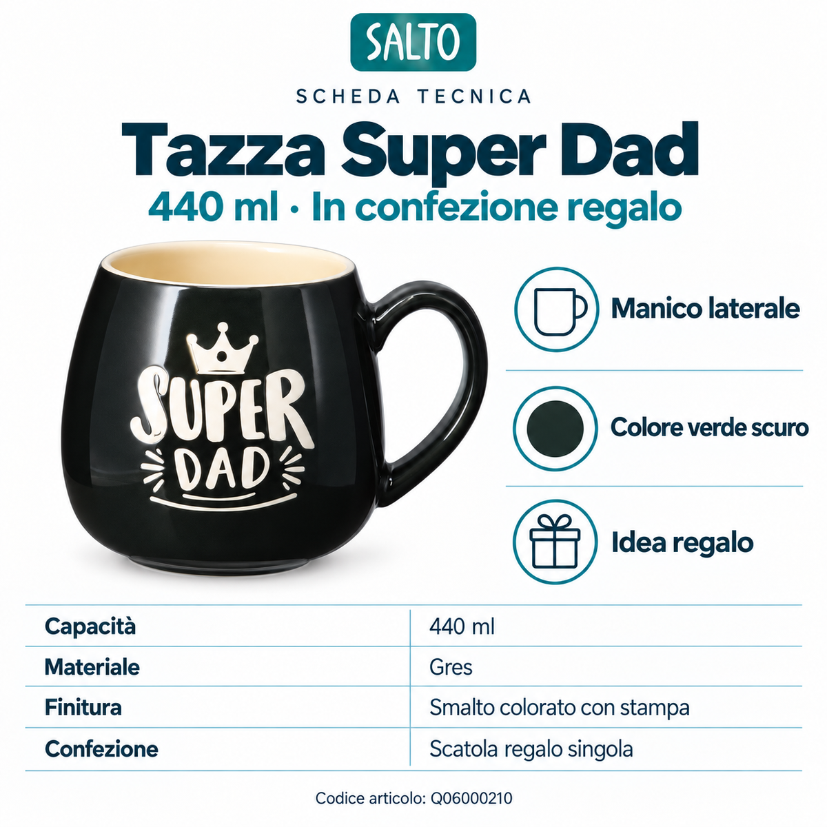 Tazza Super Dad verde scuro - 440 ml